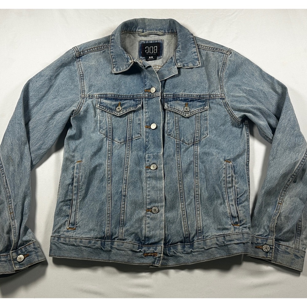 BDG Urban Outfitters Slow World Graphic Denim Trucker Jacket Light Wash Mens M